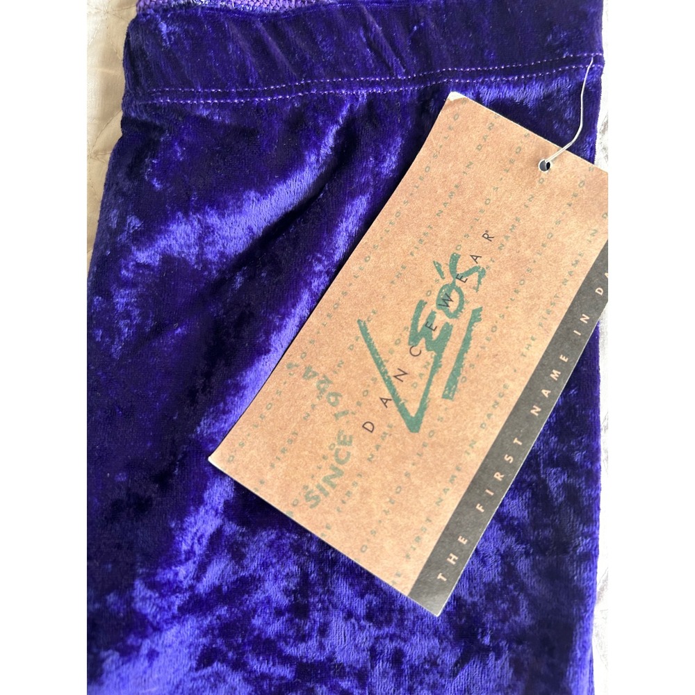 Leos Dancewear Purple Crushed Velvet Vintage Leggings Womens Small Made in USA - Picture 2 of 7